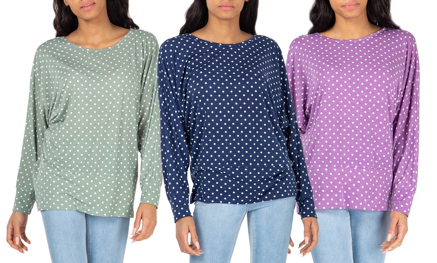 Image 1: Women's Polka Dot Long Sleeve Top