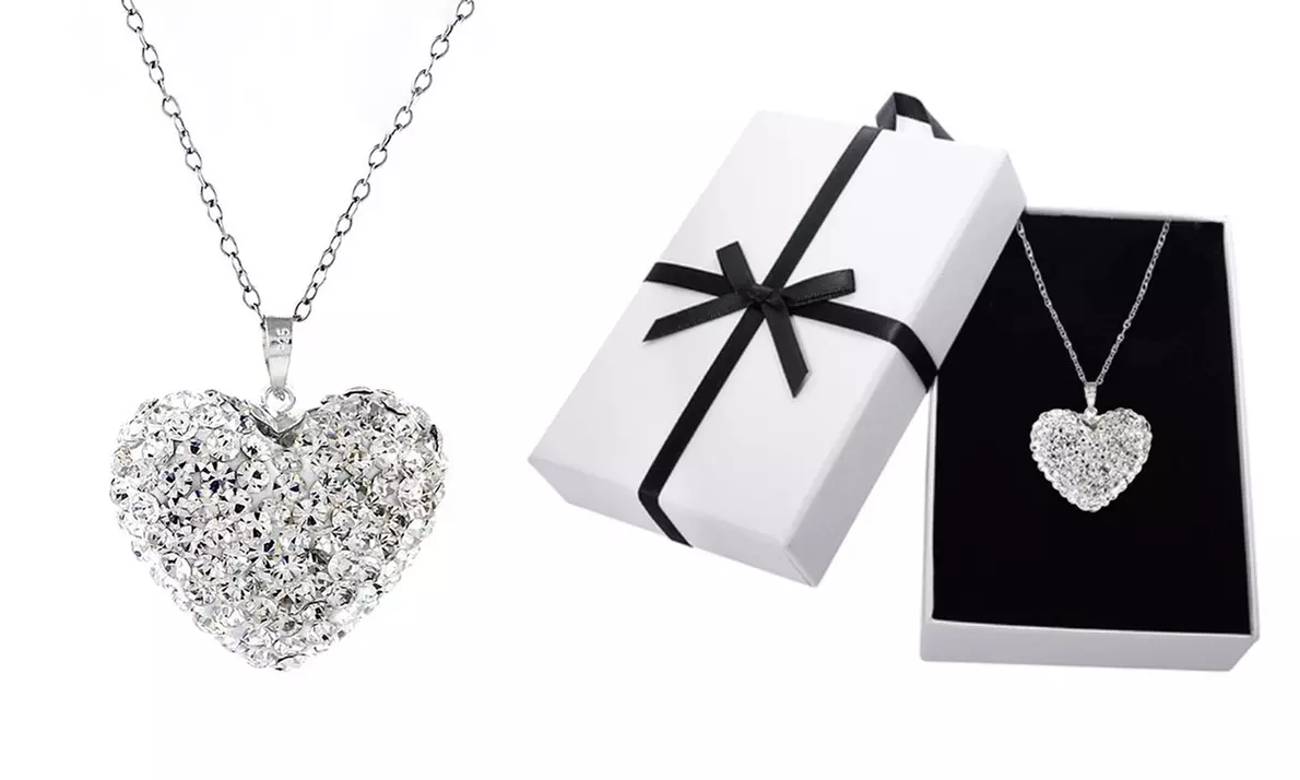 Bubble Heart Pendant in Solid Sterling Silver Made with Swarovski Elements (Multiple Options) - Primary Image