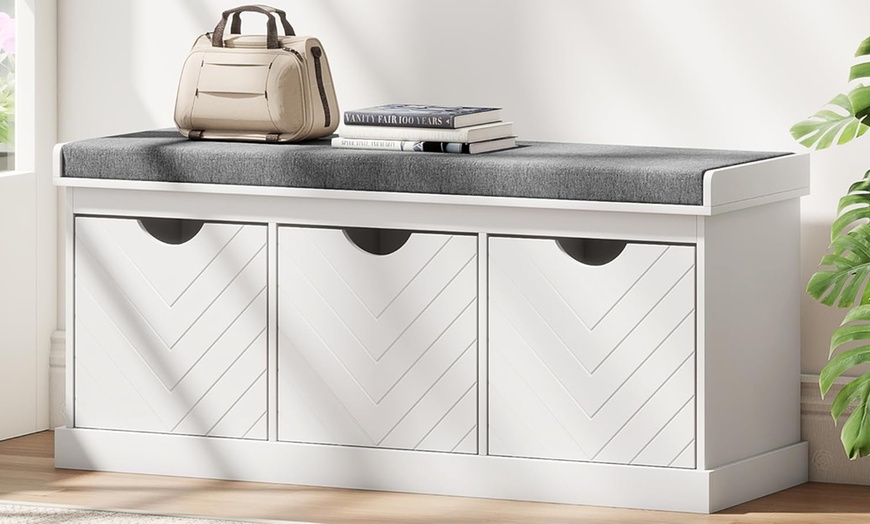 Image 7: HomCom Shoe Storage Bench 