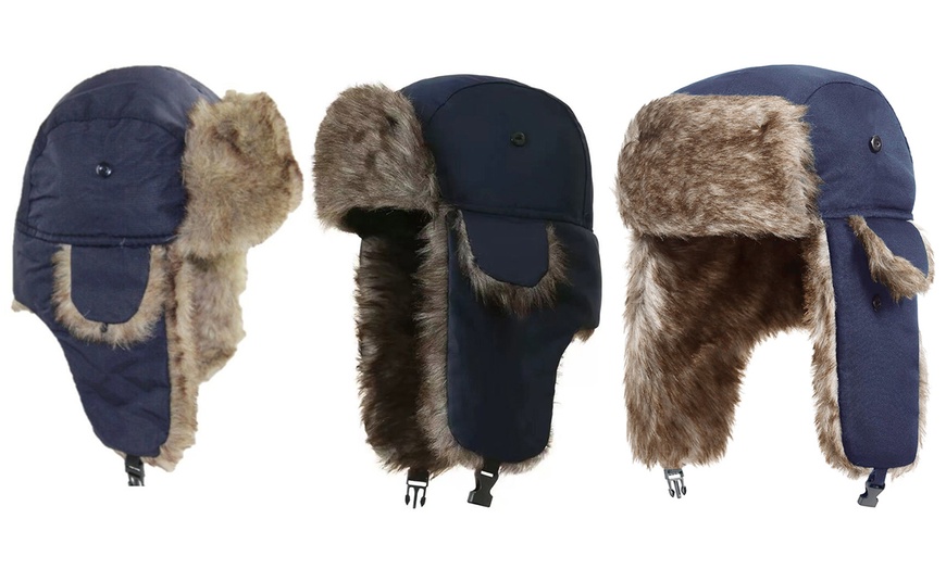Image 2: Faux Fur Wind-Resistant Trooper Hat