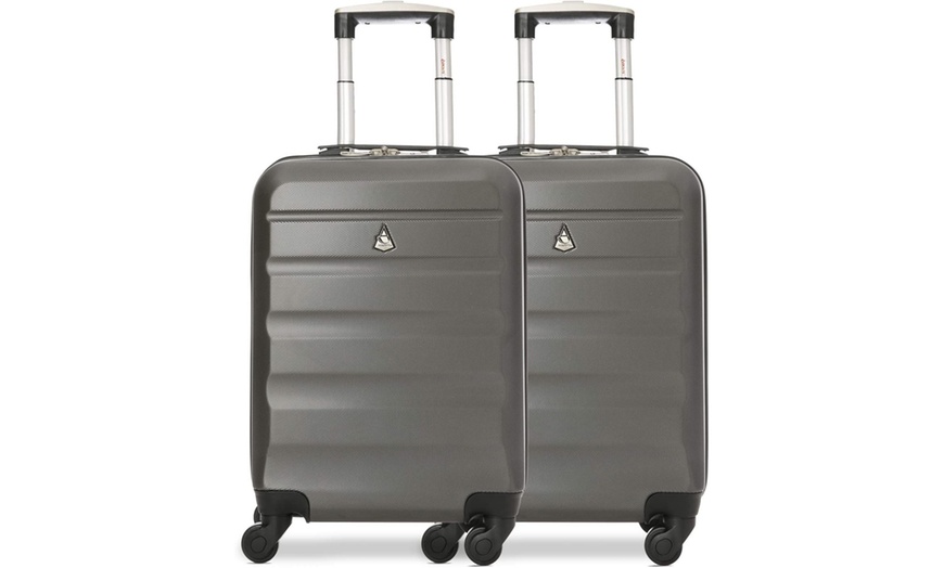 Image 5: Aerolite 4 Wheel Hard Shell Cabin Luggage Suitcase