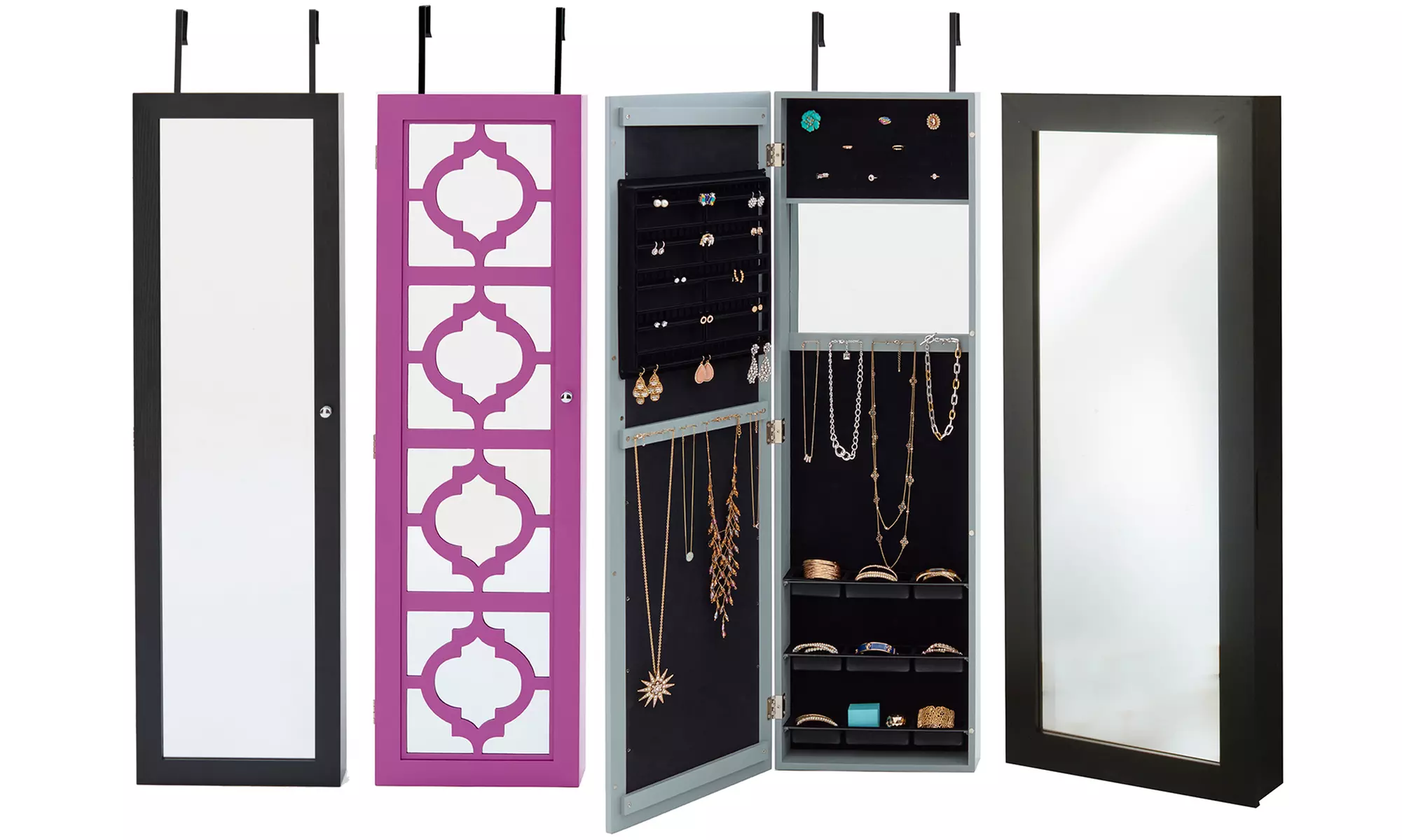 Wall-Mounted or Over-the-Door Mirrored Jewelry Armoires - Primary Image