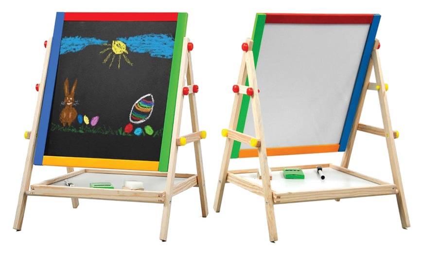 Image 1: Blackboard and Whiteboard Easel
