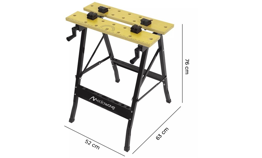 Image 6: Établi pliable avec structure en métal et en bois