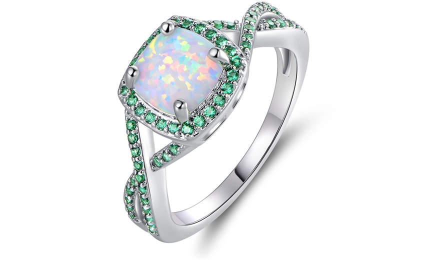 opal emerald engagement ring