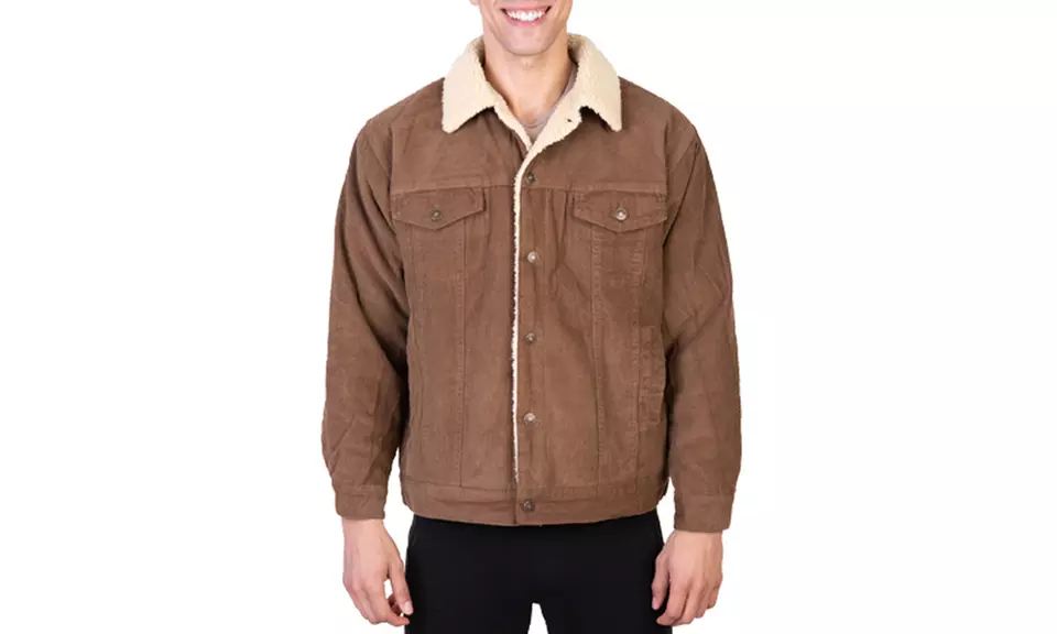 Maxxsel Oscar Sports Men's Sherpa Lined Corduroy Trucker Jacket (S-2XL) - Second Medium