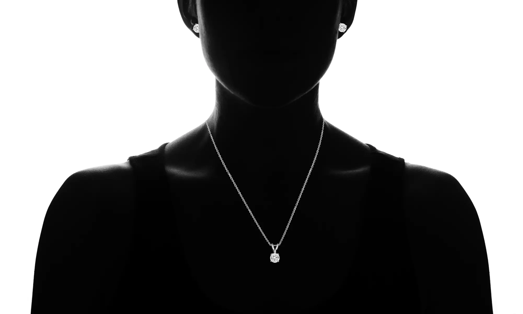 3.00 CTW Stud Earrings and Necklace Set made with Swarovski Elements Crystals - Second Medium