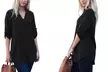 Reflection Women's Notch-Neck Roll-Tab Blouse. Plus Sizes Available. - Second Medium