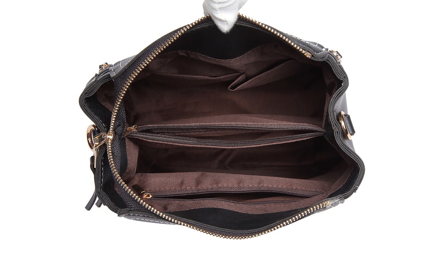 Image 4: Leather Look Practical Large Capacity Crossbody Bag