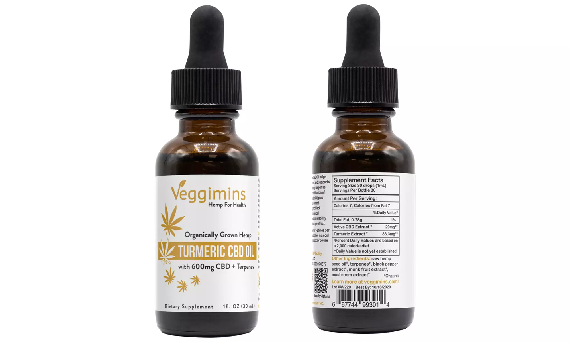 Windy City Organics Veggimins Turmeric THC-Free CBD Oil (600mg) - Primary Image