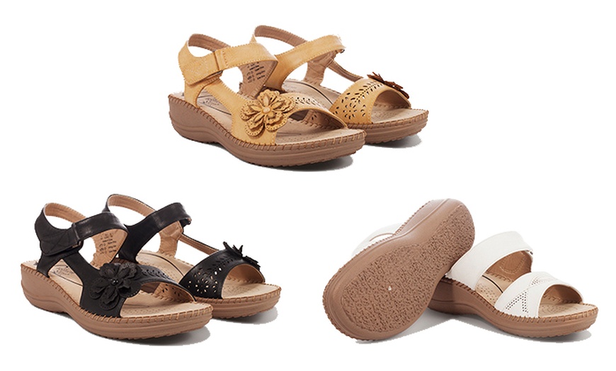 Image 1: Ladies' Comfort Cushioned Sandals