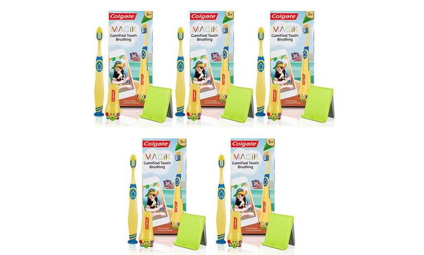 Image 3: 4, 5 or 6 Colgate Magik Manual Toothbrush for Kids with Phone Holder