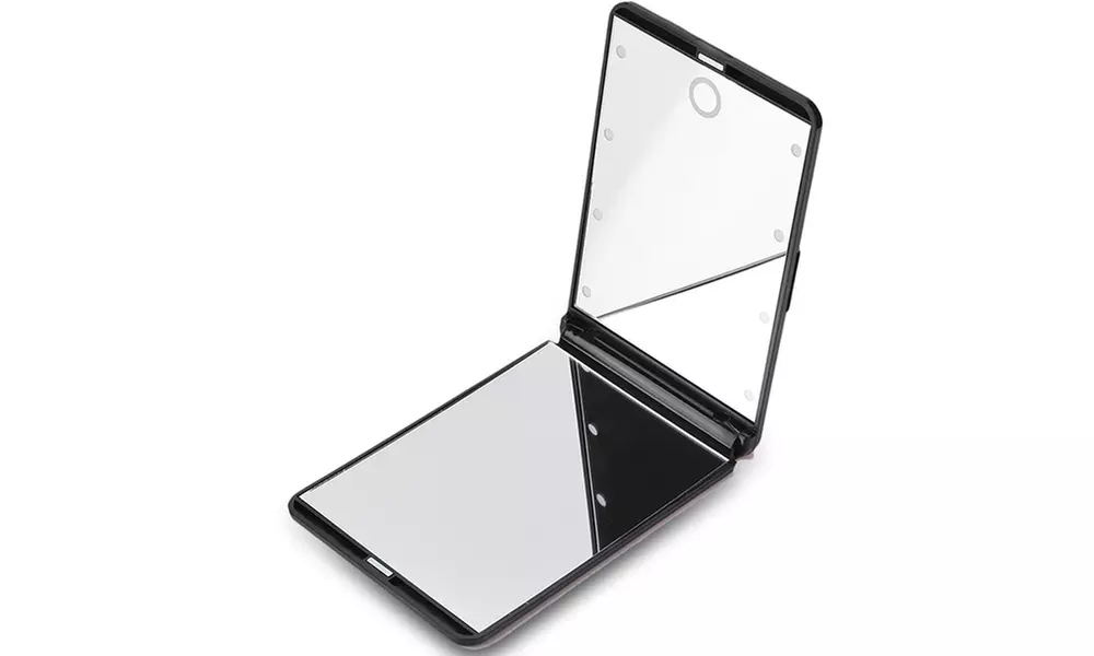 Miroir pliable avec 8 LED, format voyage