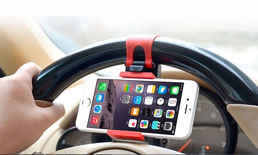 Image 1: Steering Wheel Smartphone Holder