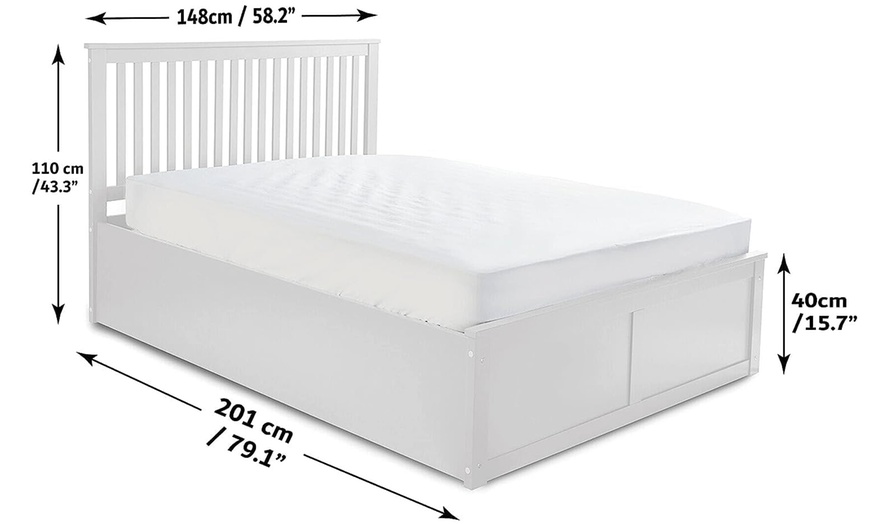 Image 6: White Wooden Ottoman Bed