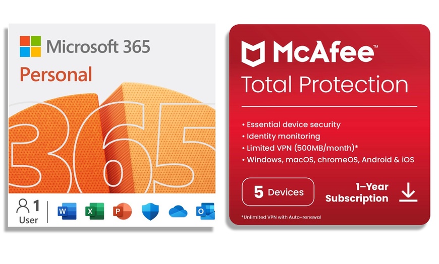 Image 1: Microsoft 365 Personal & McAfee Total Protection - for up to 5 Devices