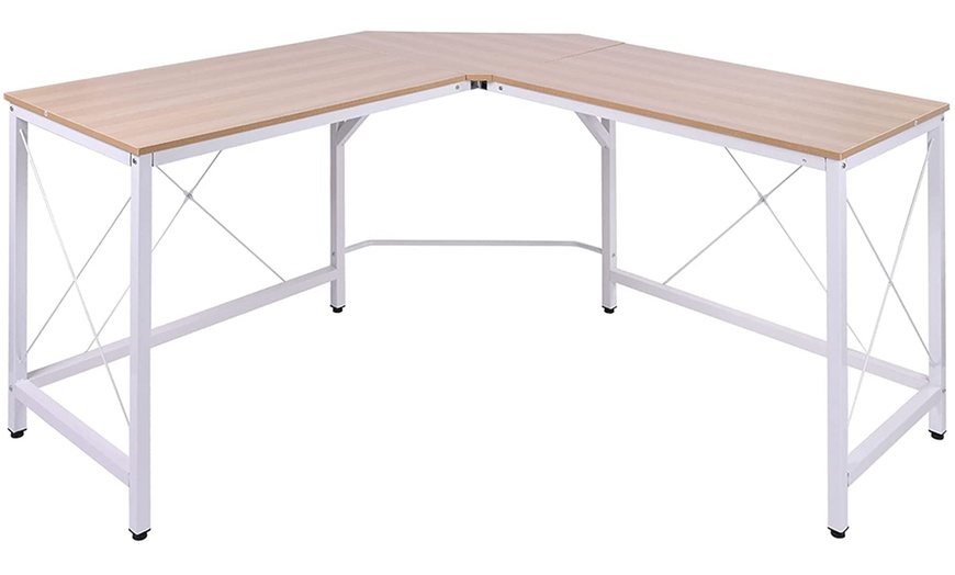 Image 3: HomCom L-Shaped Corner Desk