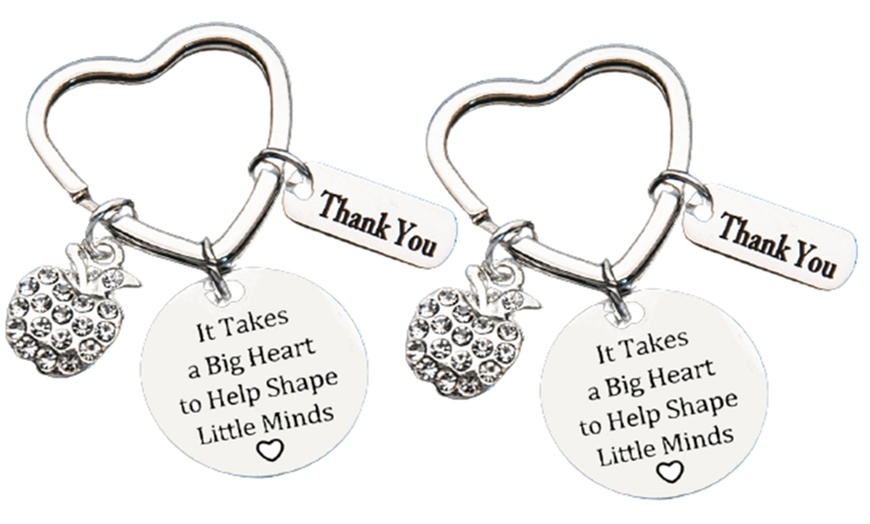 Image 5: One, Two or Four "It Takes a Big Heart to Shape Little Minds" Keychain