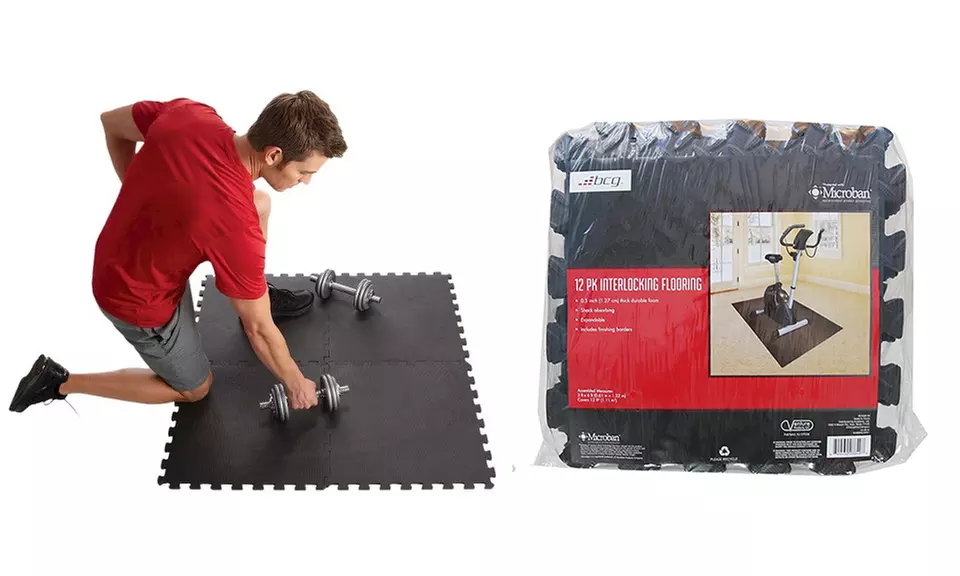 BCG Black Diamond Plate Interlocking Mat with Microban (12-Piece) - Primary Image