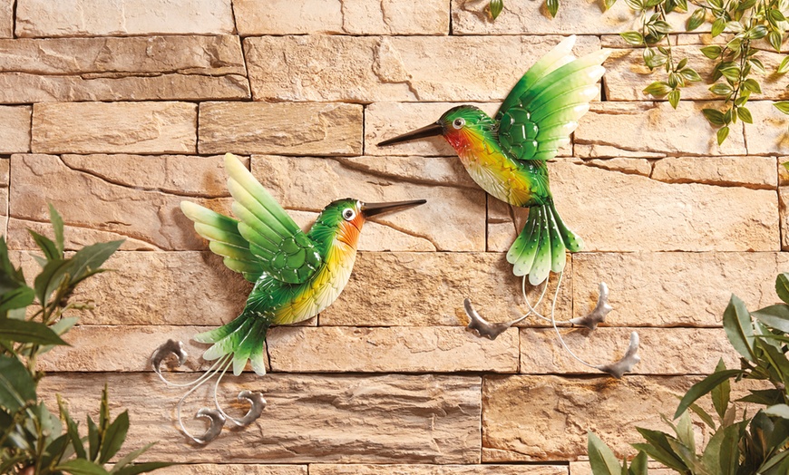 Set of Two Metal Hummingbirds Wall Art | Groupon