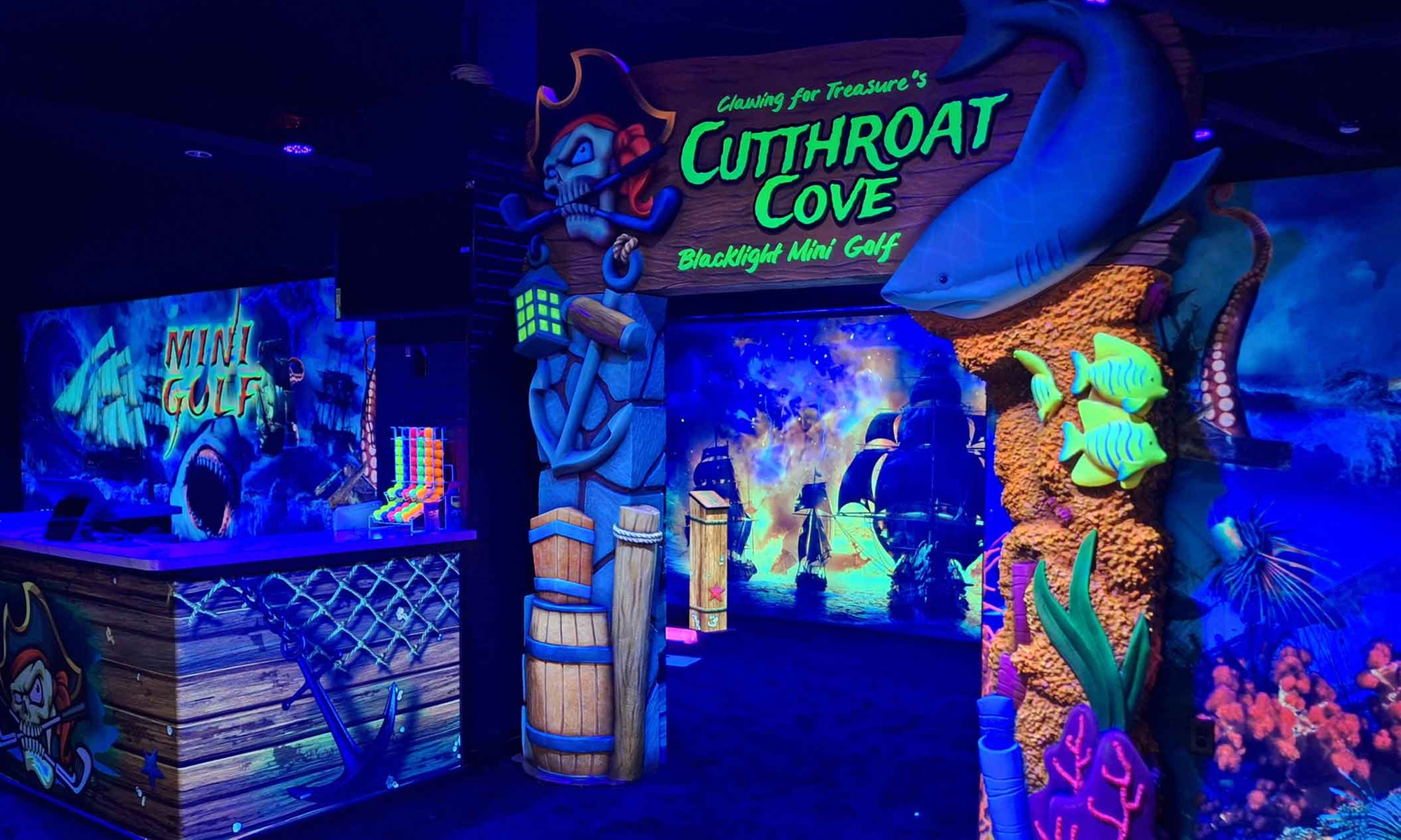 1 Round of 9-Hole Blacklight Mini Golf for 2 or 5, Glow Basic, Standard or Premium Party Package (Up to 33% Off)