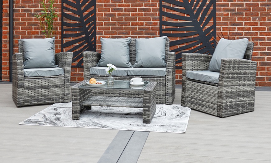 Image 14: Garden Rattan-Effect Furniture Set with Rain Cover