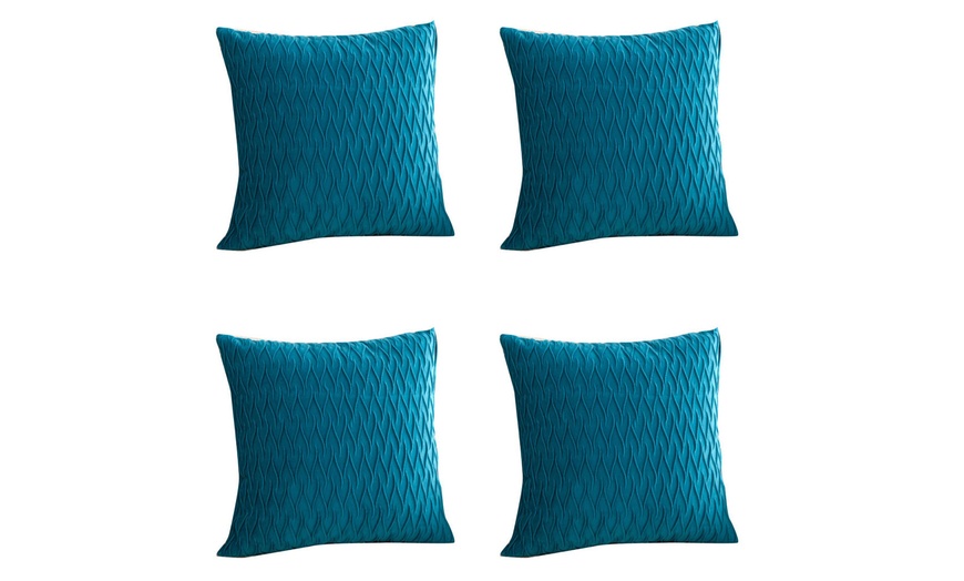 Image 4: Two or Four Packs of Striped Velvet Square Decorative Pillow Cases