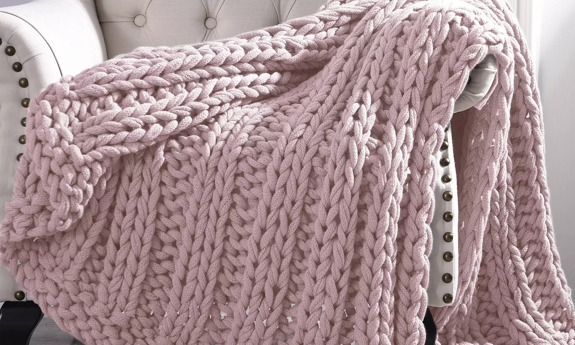 Cottage Lane Chunky Acrylic Knitted Throw Blanket - Second Medium