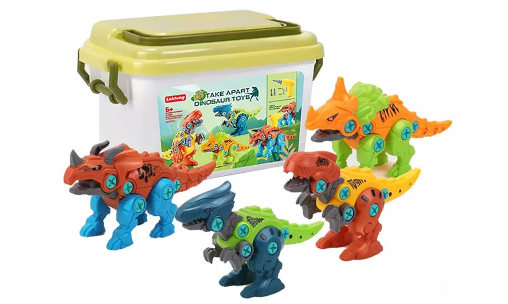 1x oder 2x 4er-Set Dinosaurier-Bauspielzeug