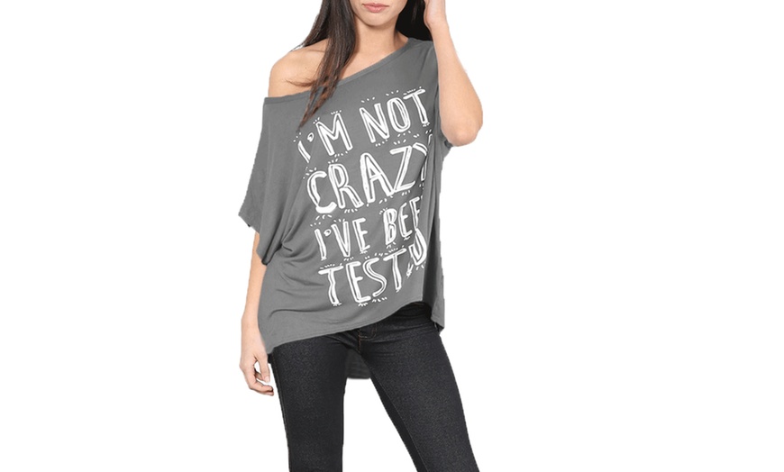 Image 5: Slogan Oversized Batwing Sleeve T-Shirt