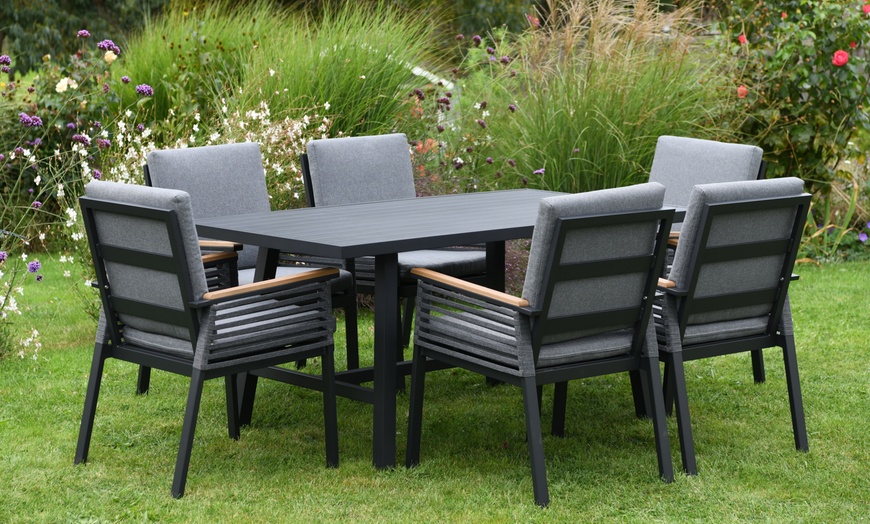 Image 1: Six-Seater Aluminium Dining Set with Table