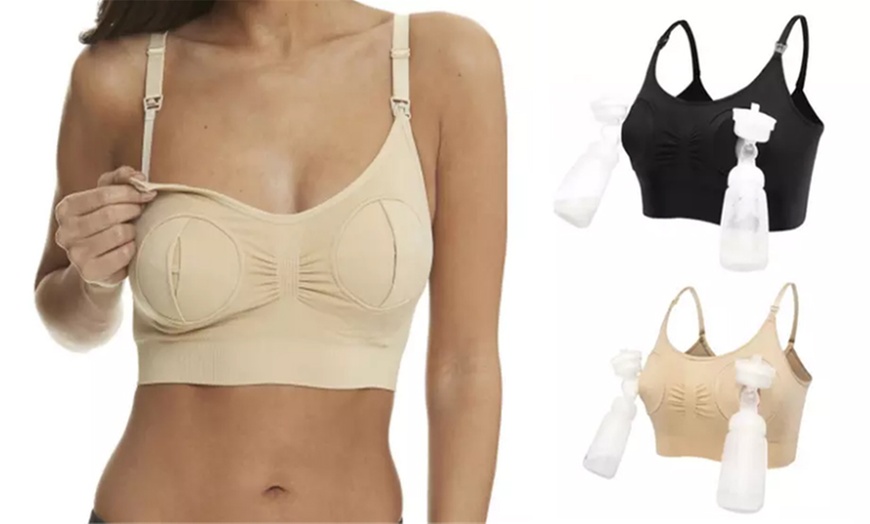 Image 1: Hands-Free Push-Up Maternity Breastfeeding Bra