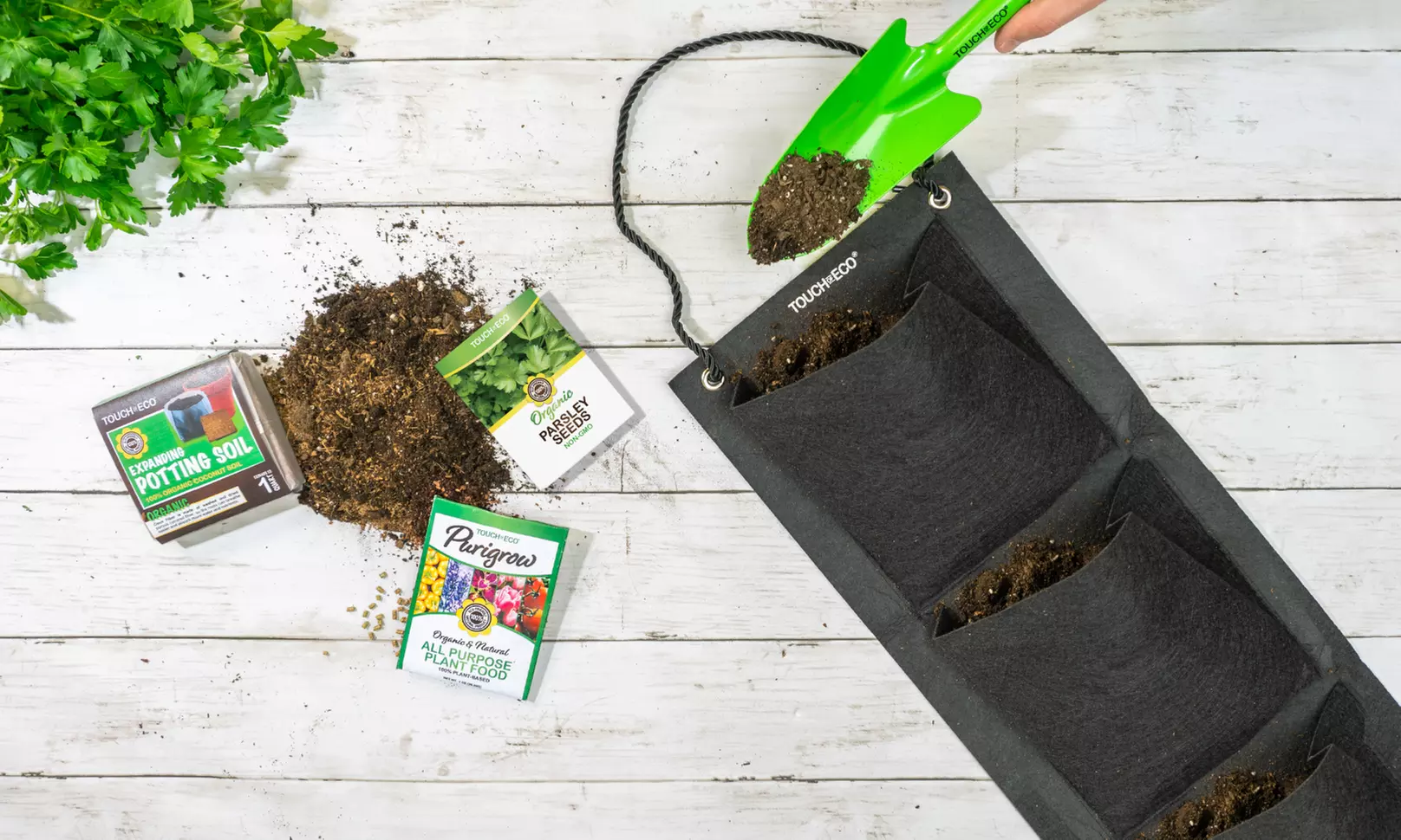 Organic Hanging Herb Seed Grow Kits - Basil, Oregano, and Parsley (1, 2, or 3-Pack) - Primary Image