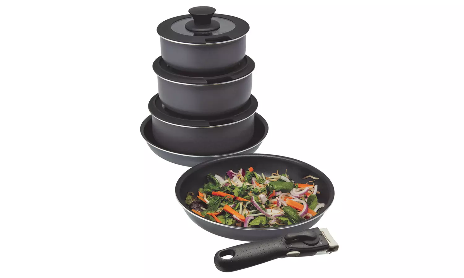 Two-, Three- or Five-Piece Cooks Professional Pan Sets with Removable Handle - Primary Image