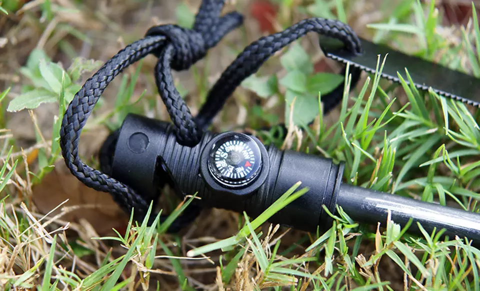 Flint Rock and Steel Fire Starter with Compass and Whistle. Free Returns. - Primary Image