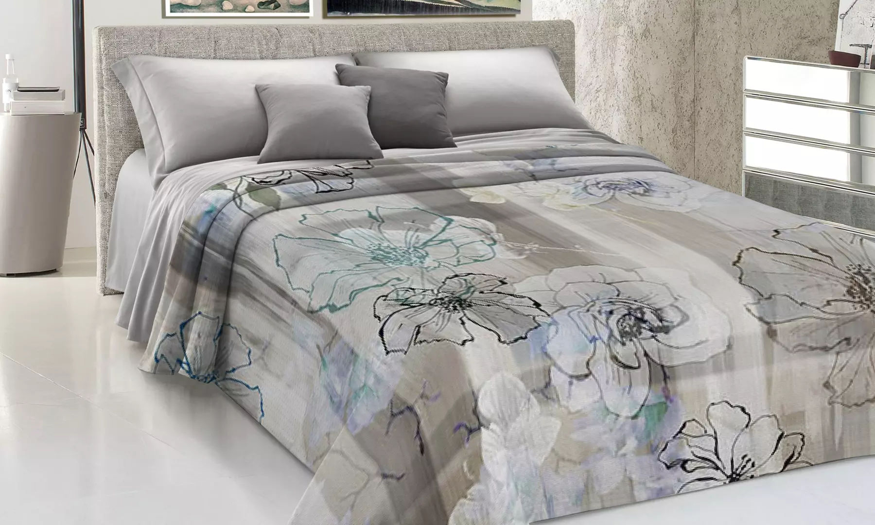 Baumwoll-Tagesdecke mit buntem Aufdruck