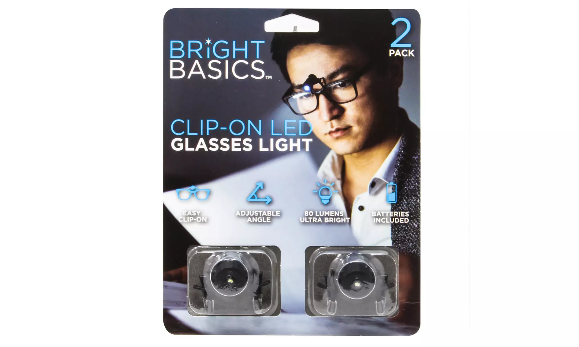 Bright Basics Universal Clip-On LED Glasses Light (2-Pack) - Second Medium
