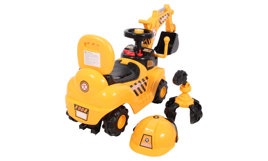 Image 12: Ride-On Toy Digger with Helmet