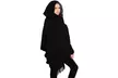 Kapuzen-Poncho mit Fransen für Damen in Schwarz, Grau oder Rot - Second Medium