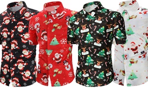 Men's Collared Christmas Shirt