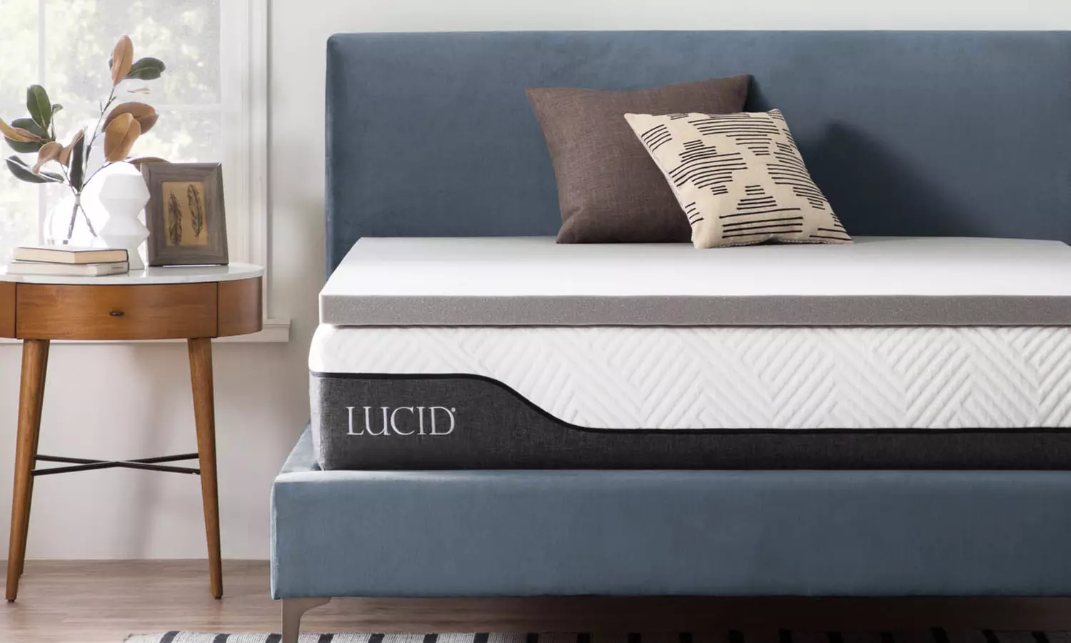 Lucid Bamboo Charcoal Memory-Foam Mattress Topper - Multiple Options Available  - Primary Image