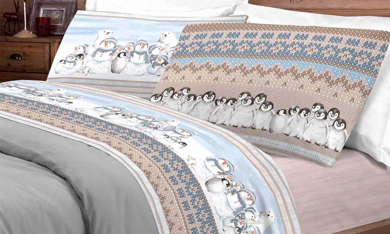 Completi Lenzuola Flanella Fantasie Invernali, Natalizie