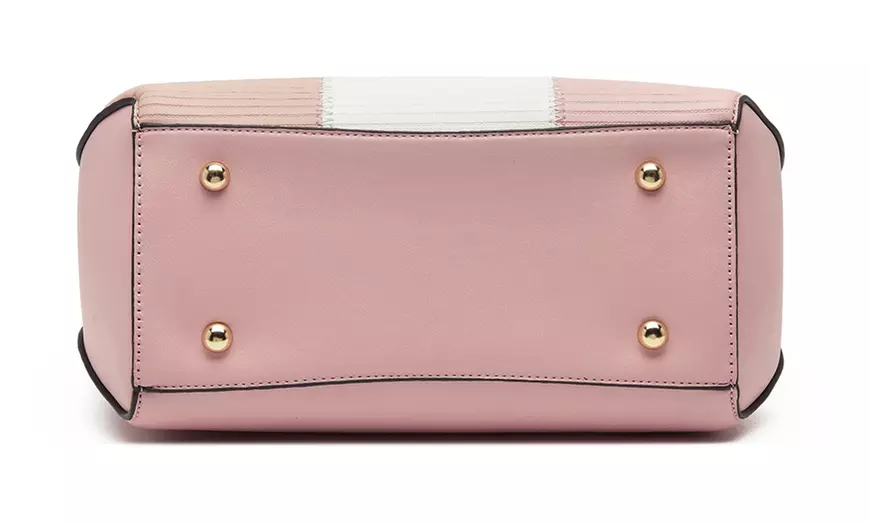 Image 32: Women's Color-block Fashion Tote and Top Handle Handbags