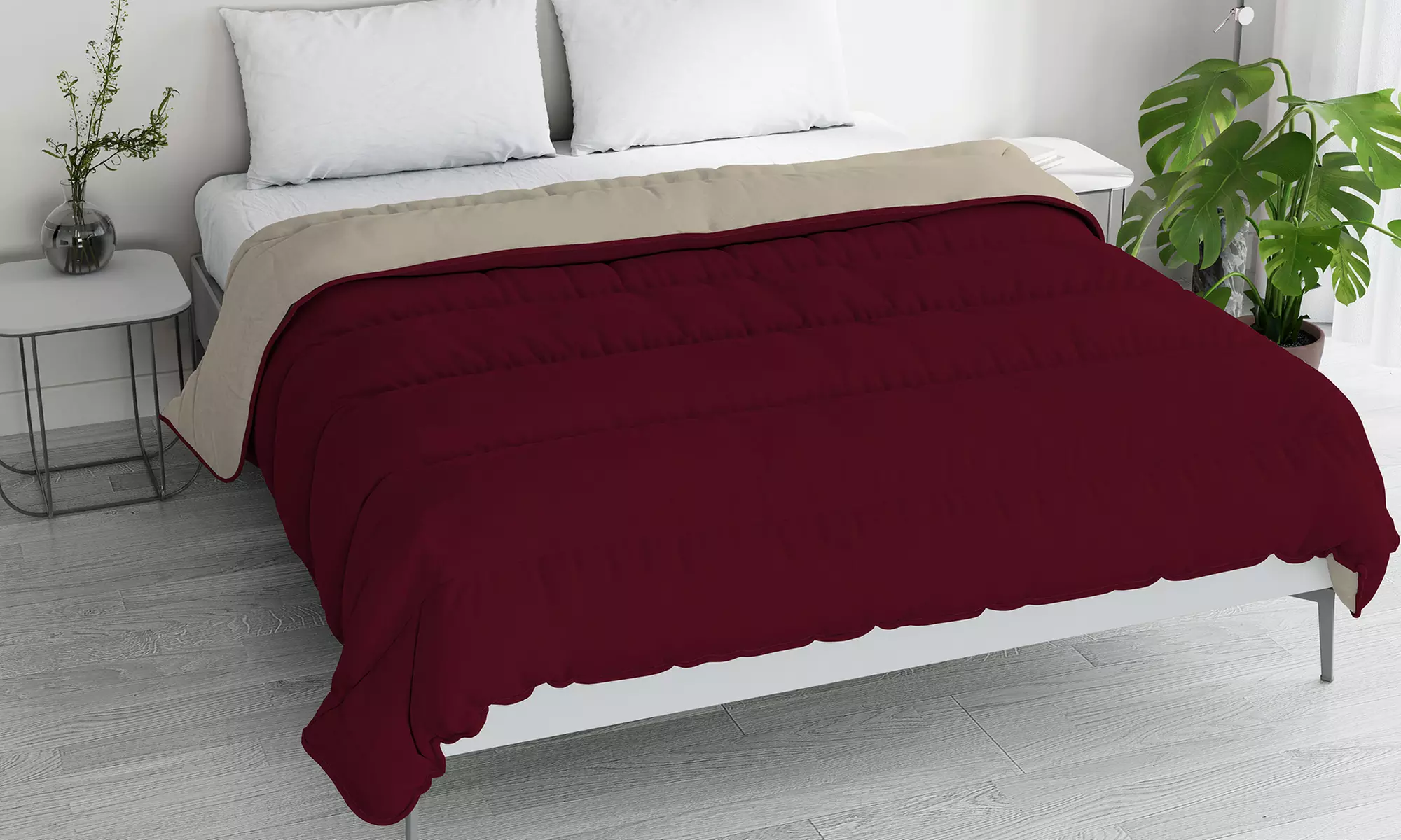 Couette "Oslo" réversible en microfibre, effet "peau de pêche", modèle et taille au choix - Primary Image