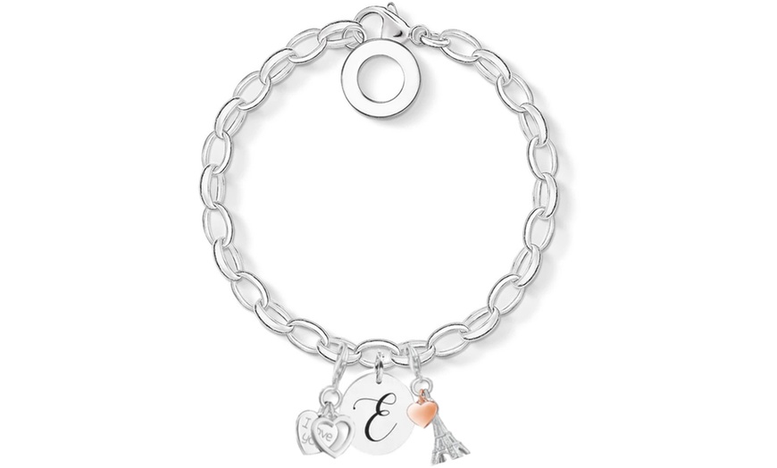 Image 6: Initial Charm Bracelet Made with Crystals from Swarovski®