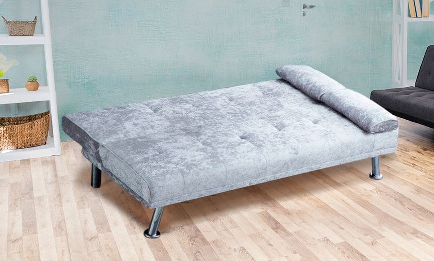 Image 2: Crushed Velvet Sofa Bed