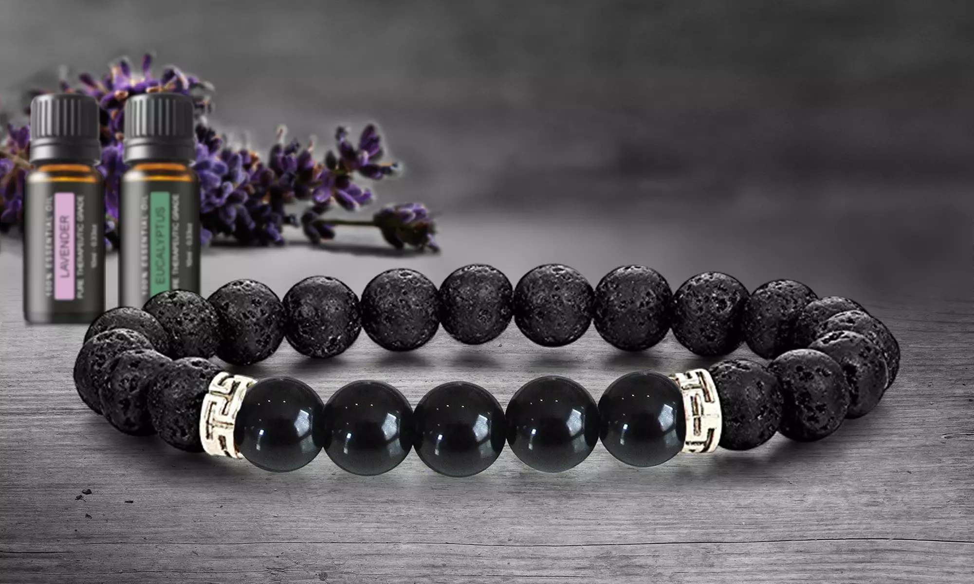 Lava Stone Chakra Diffuser Bracelet with Optional Essential Oils - Primary Image