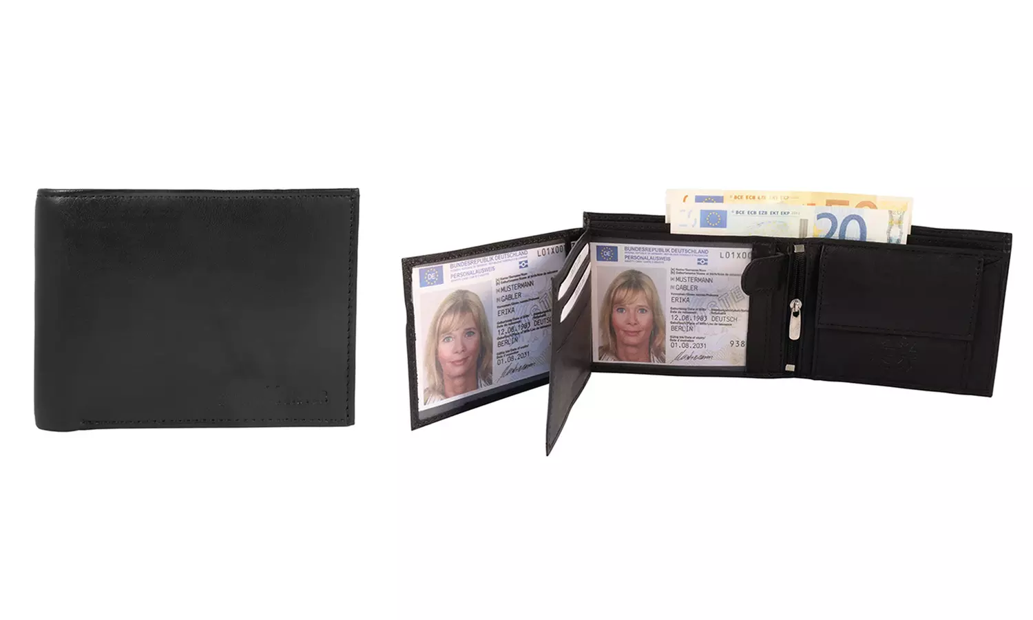 1x, 2x, oder 3x Herren- oder Unisex-Geldbörse aus Leder