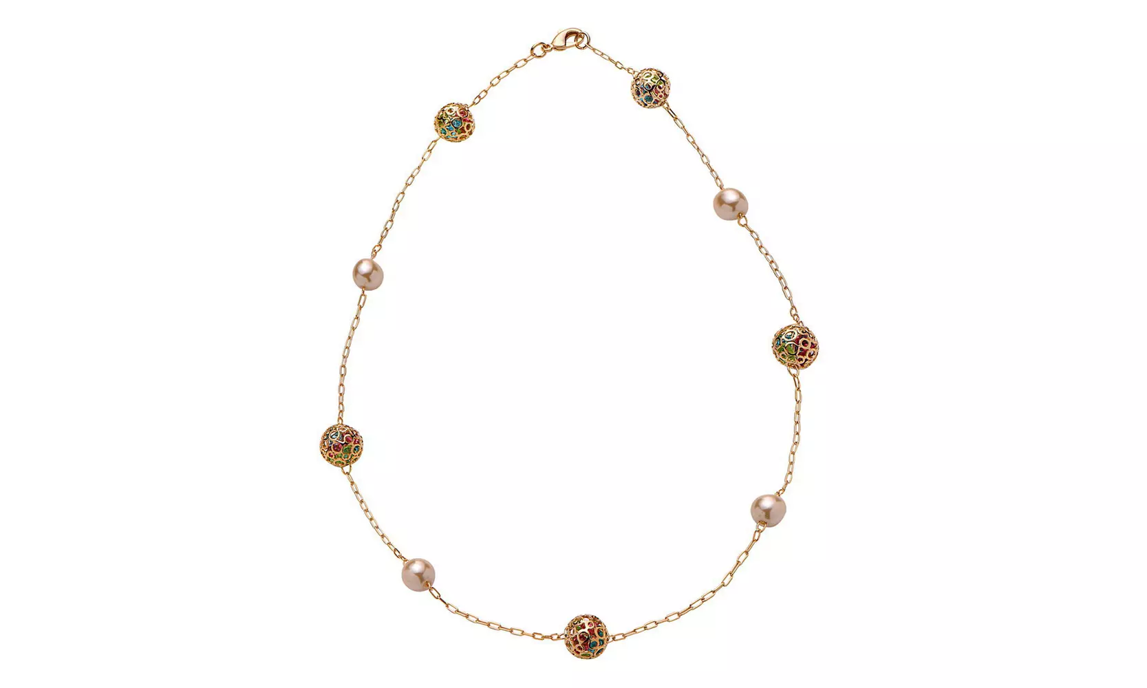 Multi-Color 18k Gold Plated Station Chain Made With Swarovski Crystal - Primary Image