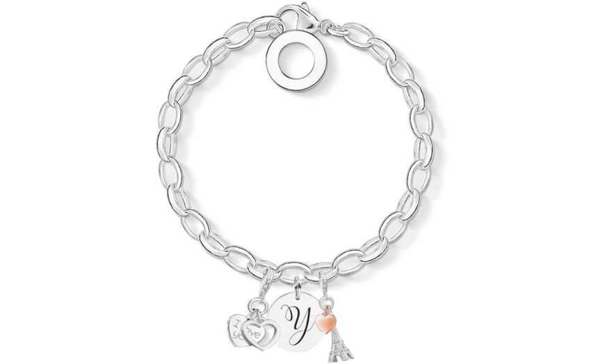 Image 26: Initial Charm Bracelet Made with Crystals from Swarovski®